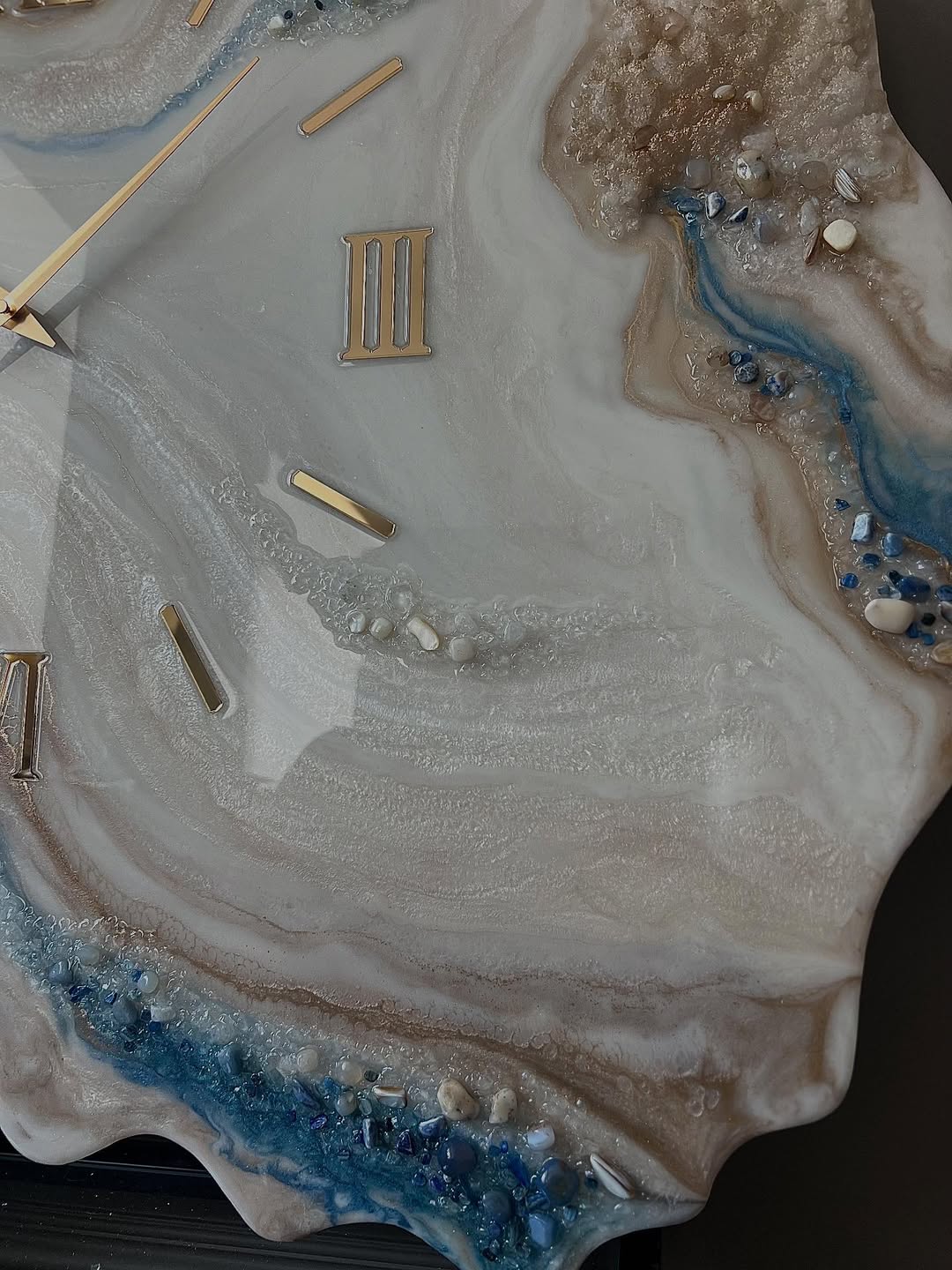 Azure Geode Elegance Resin Wall Clock - view 5