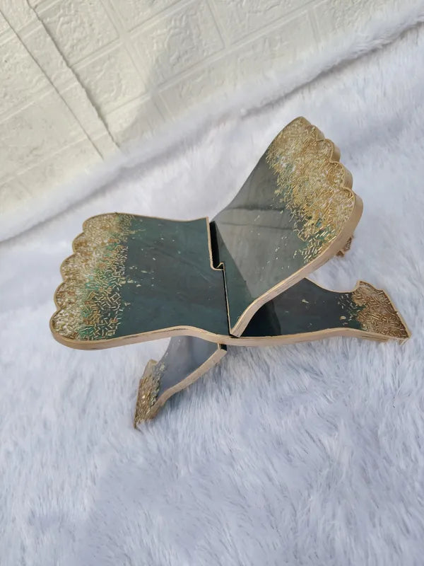 Green And Golden Resin Quran Holder