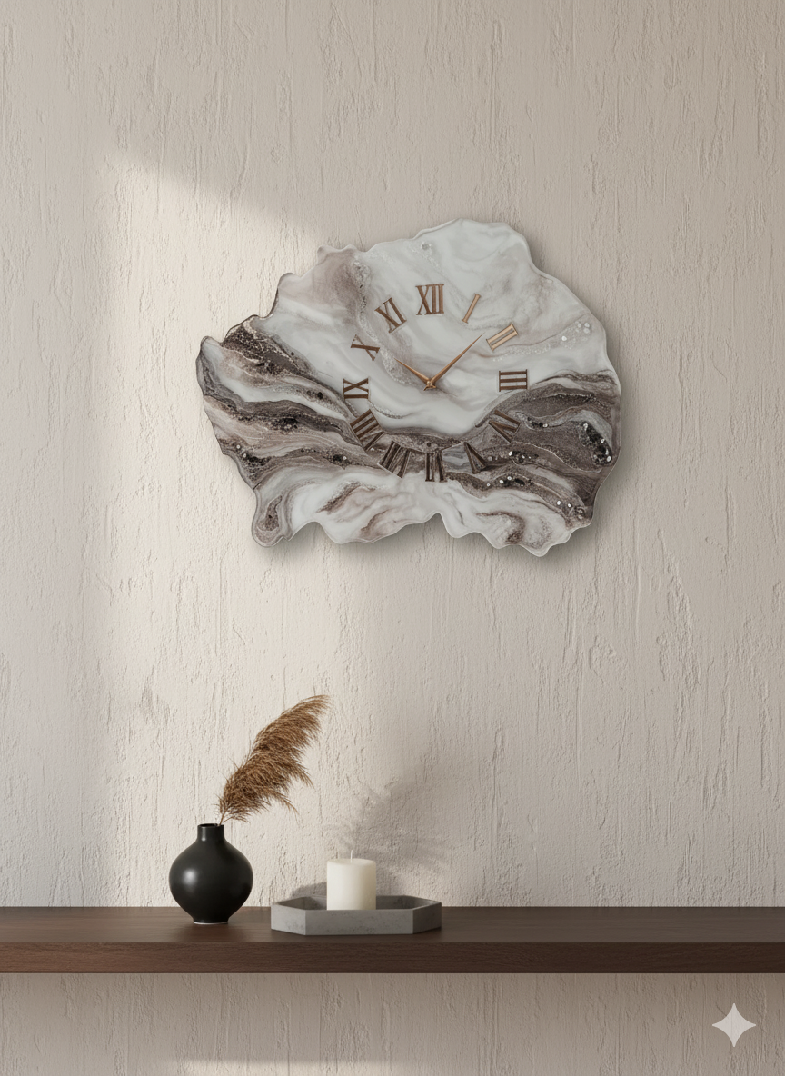 Obsidian Geode Elegance Resin Wall Clock - view 2
