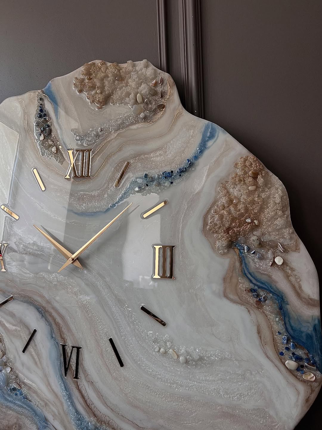 Azure Geode Elegance Resin Wall Clock - view 2