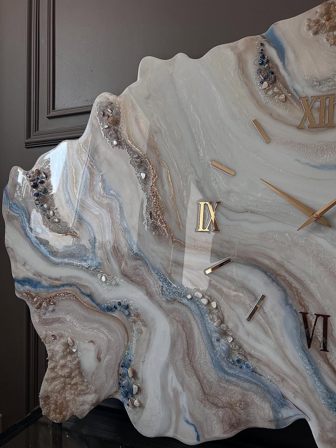 Azure Geode Elegance Resin Wall Clock - view 4