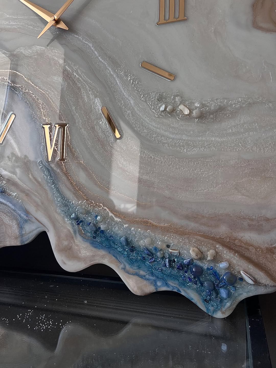 Azure Geode Elegance Resin Wall Clock - view 3