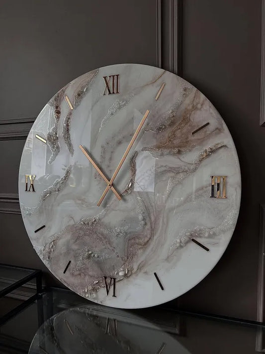 Beige Marble Resin Wall Clock