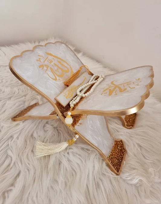 White And Golden Resin Quran Holder