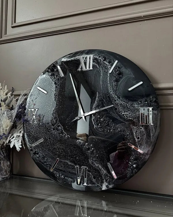 Midnight Glam Resin Wall Clock