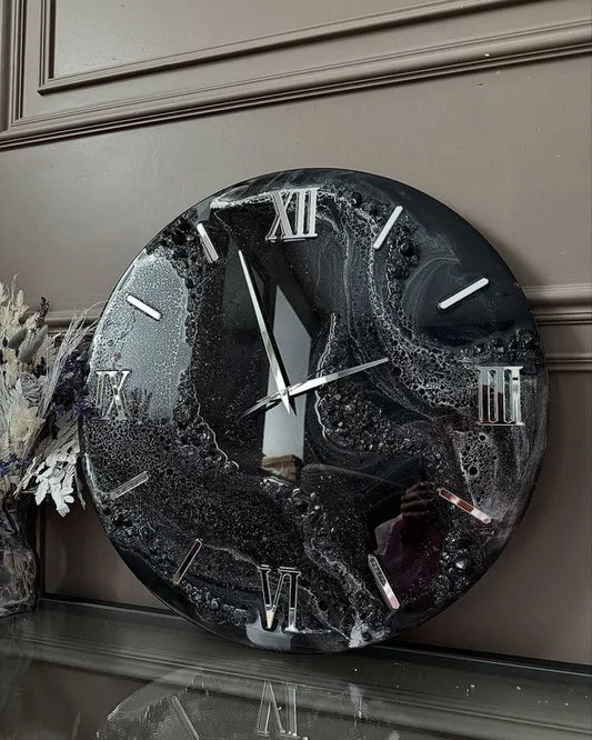 Midnight Glam Resin Wall Clock
