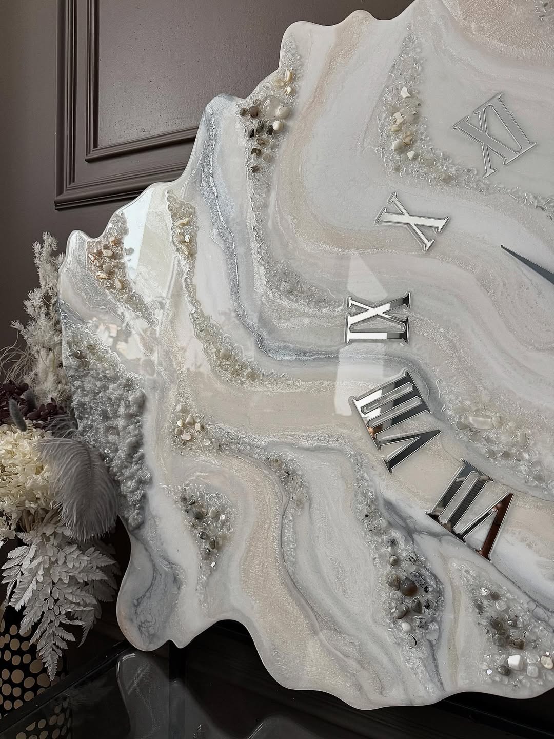 Silver Geode Elegance Resin Wall Clock - view 3